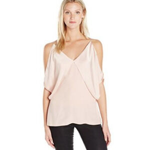 Bailey 44 Kate Top Cold Shoulder Champagne Pink Drape Blouse Small